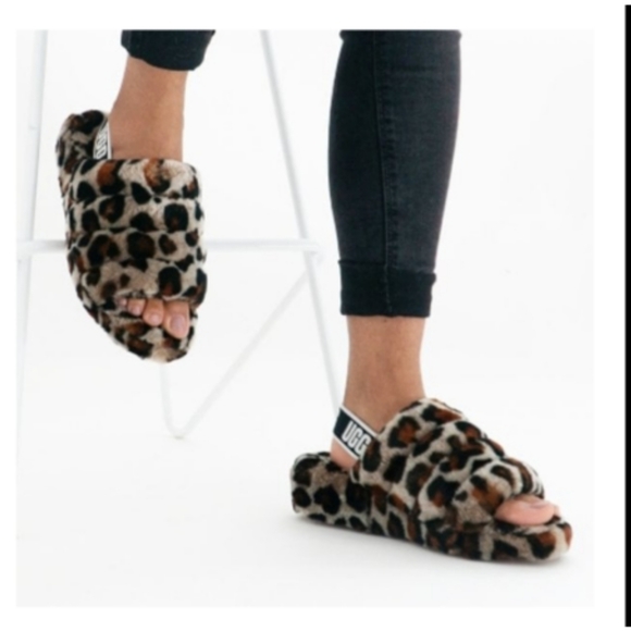 UGG Shoes - Nwob UGG Fluff Yeah Leppard Shearling Sandal Slippers